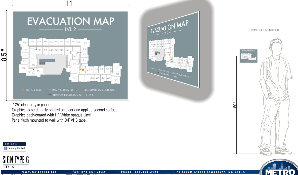 interior signage evacuation map Metro design Boston