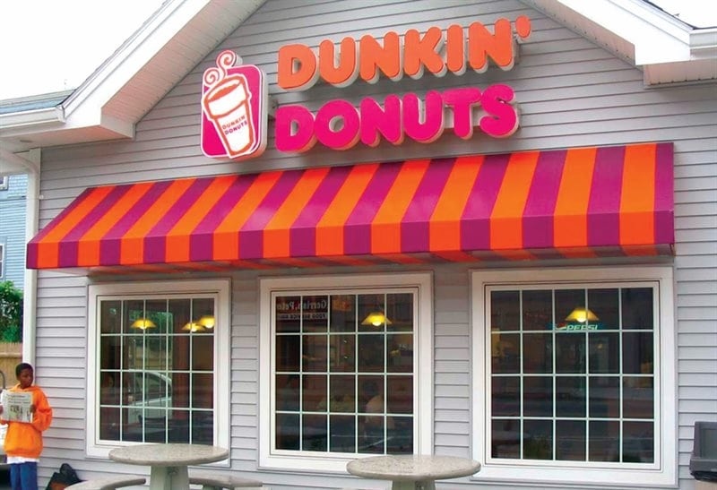 Channel letters custom awning Dunkin Donuts