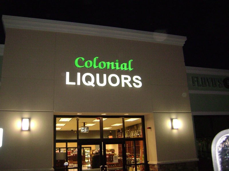 Illuminated signage liquor store